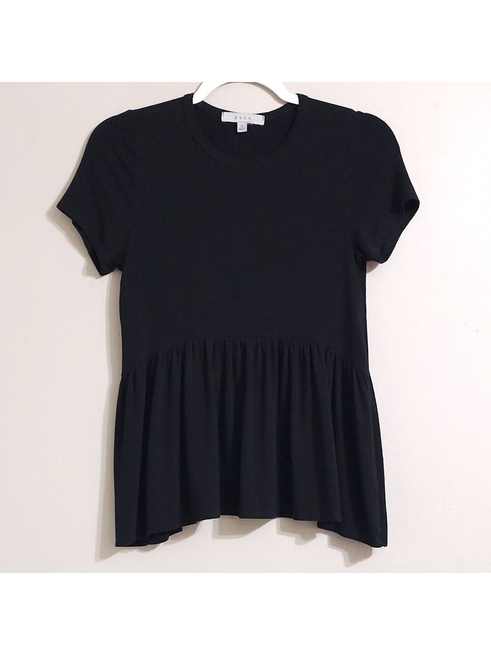 Black Short Sleeve Peplum Top Size XS